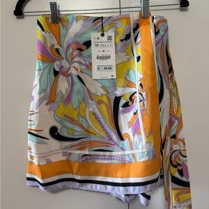 Zara Multicolor Floral Print Skort